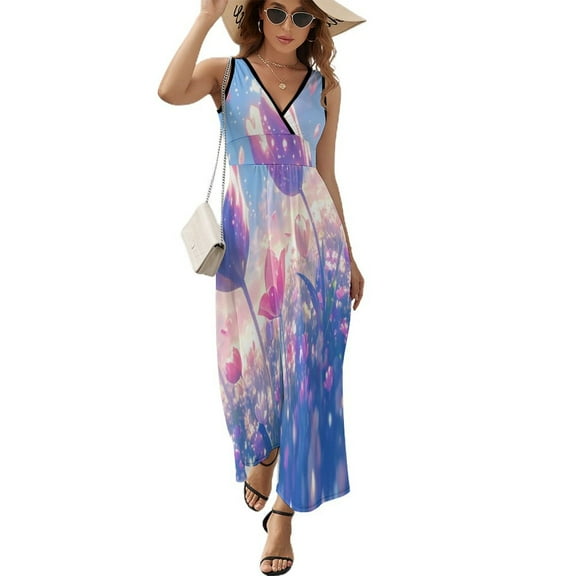 Vibe Blooming Tulips Pattern Design Sleeveless Dress Summer Clothes for Women Women's Clothing 2025