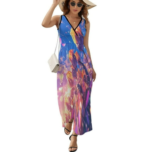Vibe Blooming Tulips Pattern Design Sleeveless Dress Summer Clothes for Women Women's Clothing 2025