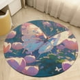 thumbnail image 1 of Vibe Blooming Tulips Round Small Area Rug, Print Non Slip Washable Floor Mat, Soft Throw Rug for Living Room, Powder Room Entryway, Bathroom, Bedside, 1 of 6