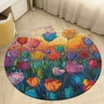 thumbnail image 1 of Vibe Blooming Tulips Round Small Area Rug, Print Non Slip Washable Floor Mat, Soft Throw Rug for Living Room, Powder Room Entryway, Bathroom, Bedside, 1 of 6