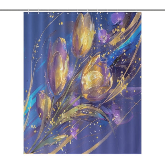 Vibe Blooming Tulips Shower Curtain Fabric Bathroom Decor with Hooks