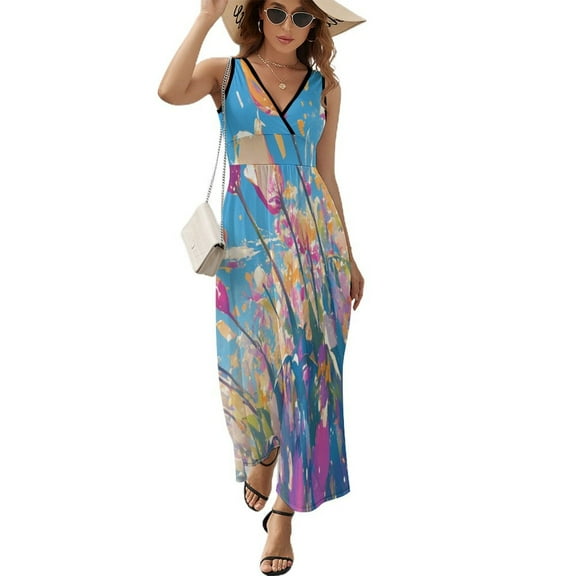 Vibe Blooming Tulips Sleeveless Dress Female Clothing Dress Women Summer 2025 Dress