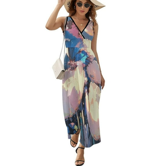 Vibe Blooming Tulips Sleeveless Dress Woman Fashion Long Dresses Women's Summer Suit Dress 2025