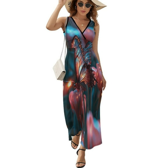 Vibe Blooming Tulips Sleeveless Dress Woman Fashion Long Dresses Women's Summer Suit Dress 2025