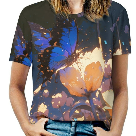 Vibe Blooming Tulips T Shirts Basic T-Shirt Short Sleeve Ladies Tee Shirt Summer Graphic Clothing