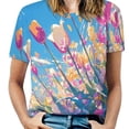 thumbnail image 1 of Vibe Blooming Tulips Women's Short Sleeve Tops Casual Blouses T Shirt, 1 of 6