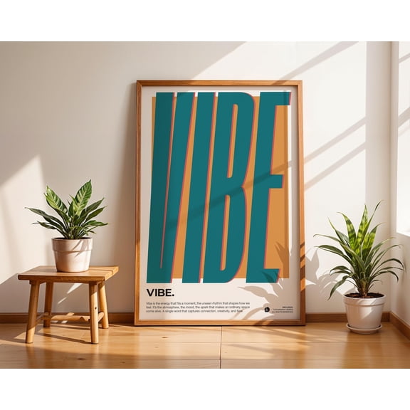 Vibe Definition Retro Typography Print, Unframed Paper Poster 8x10in