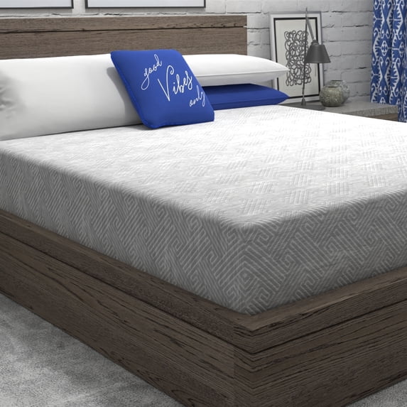 Vibe Heather Grey 8” Gel Memory Foam Medium-Firm Mattress in a Box, Full