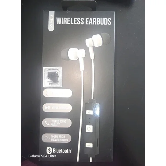 Vibe Sound Wireless Bluetooth Dynamic Stereo Earbuds Black In-Line Mic & Answer