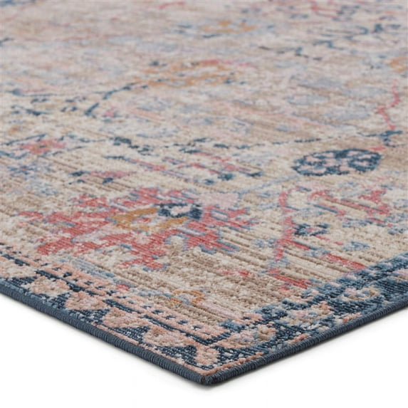 Vibe by Jaipur Living Elva Indoor Outdoor Oriental Tan Blue Area Rug 5'X7'3"