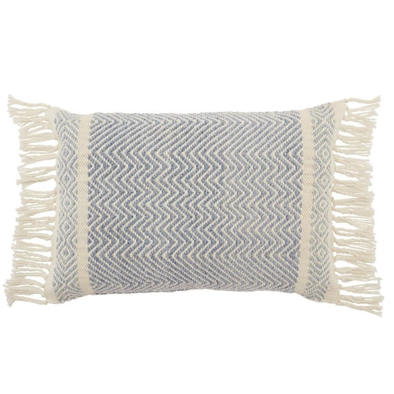 Vibe by Jaipur Living Iker Indoor Outdoor Light Blue Ivory Chevron Poly Fill Lumbar Pillow 16X24 inch 16"X24"