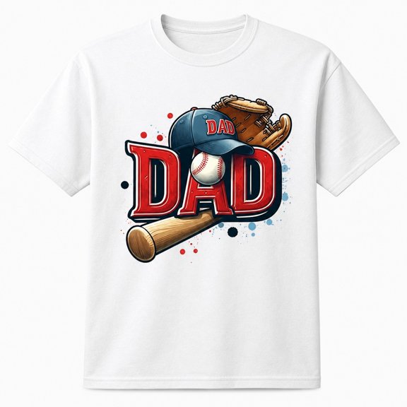 VibeNest Baseball Dad Unisex Graphic T-Shirt, 100% Cotton Short Sleeve Crew Neck Classic Fit Casual Streetwear for Men and Women