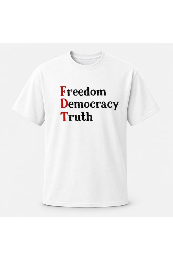 Freedom Democracy Truth Unisex Graphic T-Shirt, Short Sleeve Crew Neck, Classic Fit