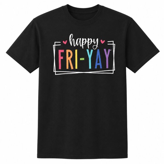 VibeNest Happy Fri-Yay Graphic T-Shirt, Unisex Classic Fit Cotton Blend Tee