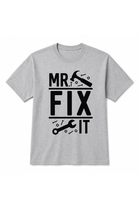 Mr. Fix It Tool Unisex Graphic T-Shirt, 100% Cotton Short Sleeve Crew Neck Classic Fit Casual Streetwear for Men and Women