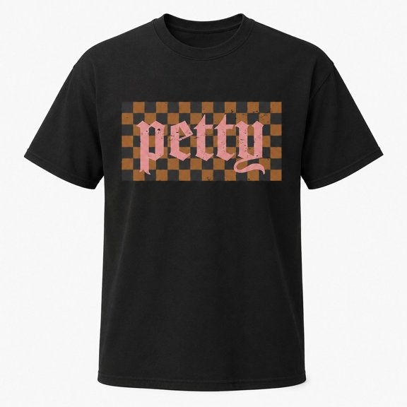 VibeNest Petty Retro Checkerboard Graphic Unisex Cotton Tee Relaxed Fit Crewneck Casual Streetwear Top