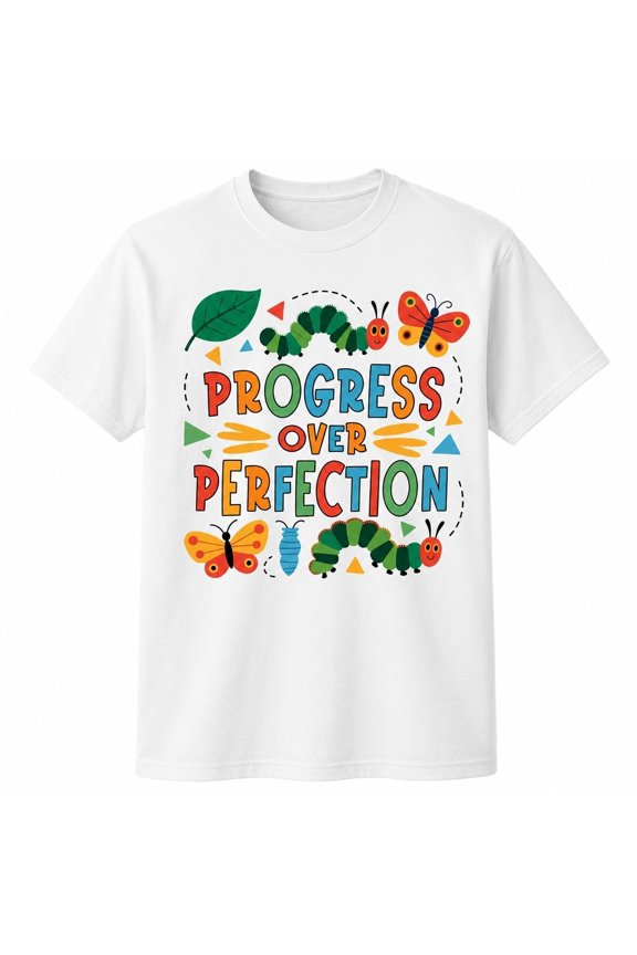 Progress Over Perfection Graphic, Unisex Classic Fit Inspirational Tee