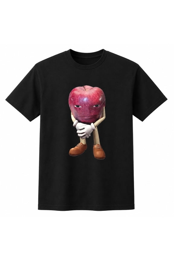 Retro Apple Graphic T-Shirt, Funny Surreal Fruit Character Unisex Cotton Tee