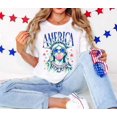 thumbnail image 1 of VibeNest Studio Unisex America Statue of Liberty Bubble Gum Preppy Patriotic Garment Dyed Graphic T-Shirt, 1 of 8