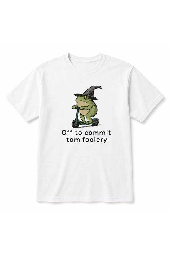 Wizard Frog Tom Foolery Unisex Graphic T-Shirt, 100% Cotton Short Sleeve Crew Neck Classic Fit Casual Streetwear for Men and Women