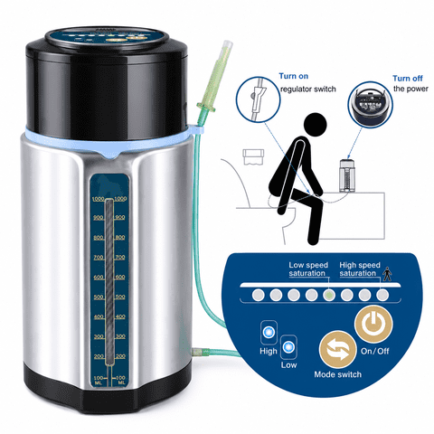 Vibeat Electric Enema Kit 1L, Smart Pressure Control, Dual-Flow Colon Cleanse, 2 Disposable Hoses, Constipation Relief, Home Use Portable Wellness Device