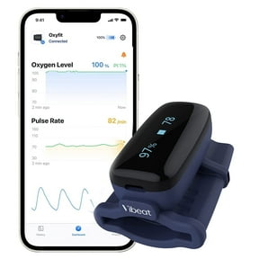 Vibeat Finger Monitor with Tracking, Heart Rate & SPO2, LED Display, Pulse Oximeter, Blue