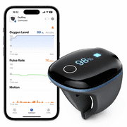 Wellue O2Ring Wearable Sports Aviation Continuous Oxygen Monitor with Bluetooth, Smart Reminder, PC Report