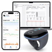 Wellue O2ring Sport Pulse Oximeter Wearable Blood Oxygen & Heart Rate Monitor Bluetooth Ring for Sports Aviation Hiking Cycling Yoga