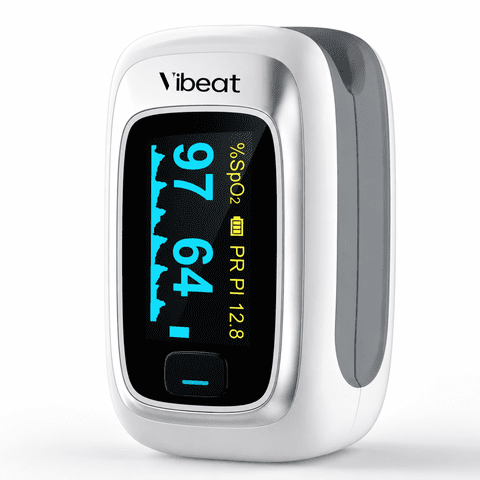 Vibeat Fingertip Pulse Oximeter, Blood Oxygen Saturation & Heart Rate Monitor with OLED Display, SpO2 Finger Monitor for Sports & Aviation Use, S5