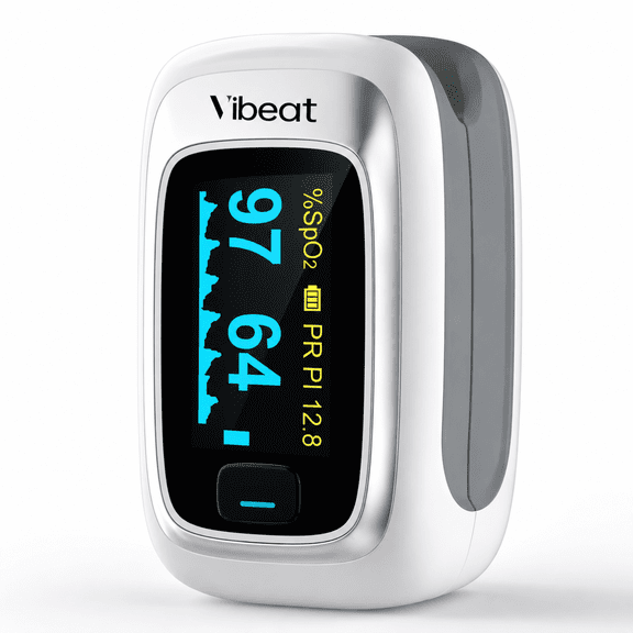 Vibeat Fingertip Pulse Oximeter, Blood Oxygen Saturation & Heart Rate Monitor with OLED Display, SpO2 Finger Monitor for Sports & Aviation Use, S5