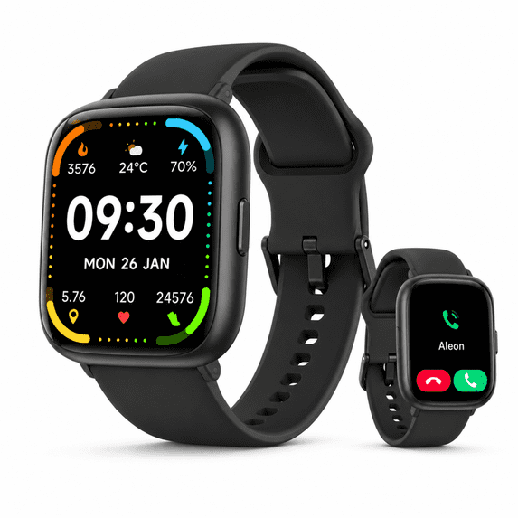 Vibeat IDW26 1.83” Smartwatch - Fitness Watch w/ Alexa, IP68, 100+ Exercise Modes, Black