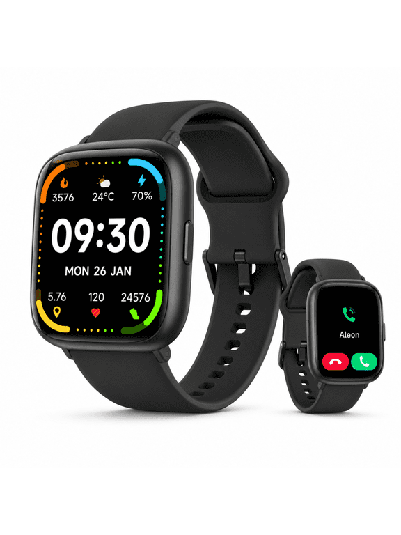 IDW26 1.83” Smartwatch - Fitness Watch w/ Alexa, IP68, 100+ Exercise Modes, Black
