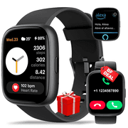 Vibeat Smart Watch Fits for Android&Iphone,1.83'' Smartwatch for Men Women,Bluetooth Call Answer&Dial/Alexa Voice Control/100+Sports/30D Standby/128MB/IP68 Waterproof Fitness Tracker for Gift ,Black