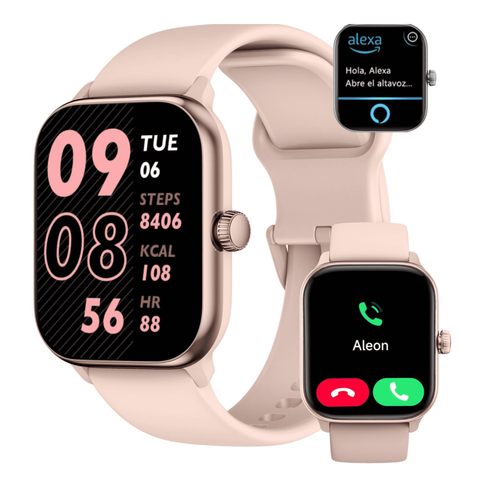 Vibeat Smart Watch for Men, 1.85" AMOLED Screen with Bluetooth Call & Voice Control, 110+ Sport Modes, IP68 Waterproof Fitness Tracker for Android iOS, Pink