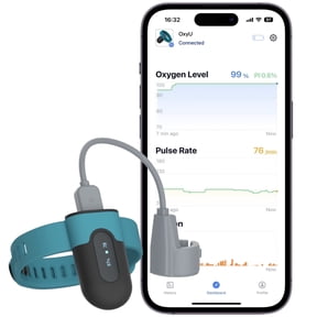 Vibeat Oxy U Wrist Oxygen Monitor - Wearable Pulse Oximeter for High-Altitude Sports & Aviation, SPO2/PR/HR Tracking, 16H Battery, Bluetooth Free APP