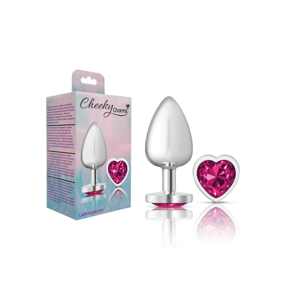 Cheeky Charms Heart Bright Pink Large Silver Plug