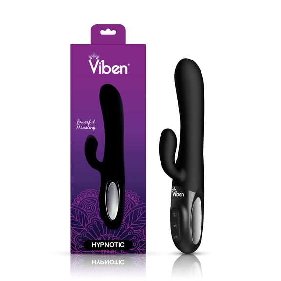 Viben Hypnotic Rechargeable Thrusting Silicone Clitoral Rabbit Vibrator, Black