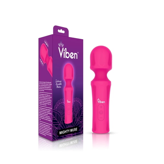 Viben Mighty Muse Rechargeable Waterproof Mini Personal Massage Wand, Hot Pink