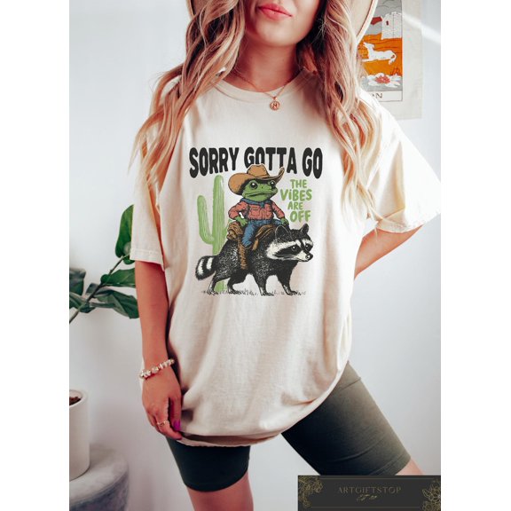 Vibes Are Off Comfort T-Shirt, Sorry Gotta Go Shirt, Retro Frog Tshirt, Retro T Shirt, Graphic Tee, Unisex Aesthetic Tshirt, F4021 All Size S-5Xl