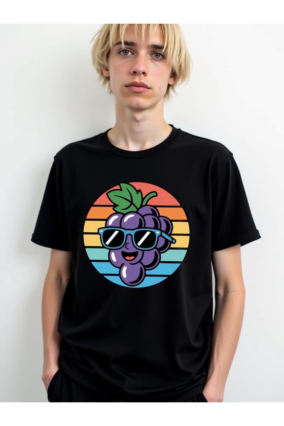 Vibes Grapes T-Shirt men round neck T-shirt black gifts elegant Weekend casual wear Everyday and weekend wear Retro Unisex Shirt Cotton tshirts