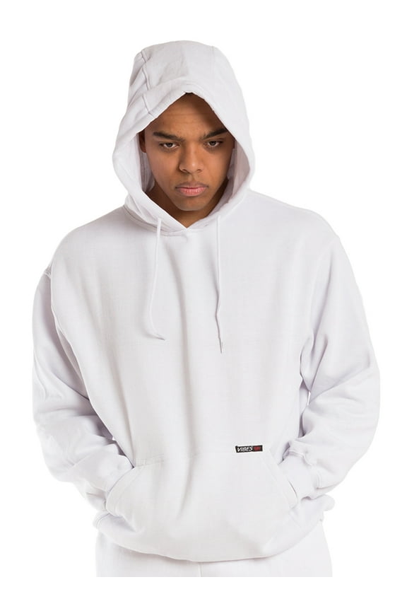 Men Fleece Pullover Hoodie White Male Size 2X-Large