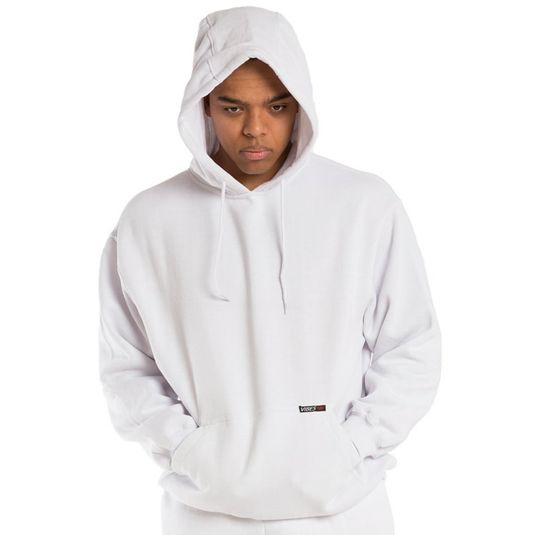 Vibes Men Fleece Pullover Hoodie White Male Size 3X Large