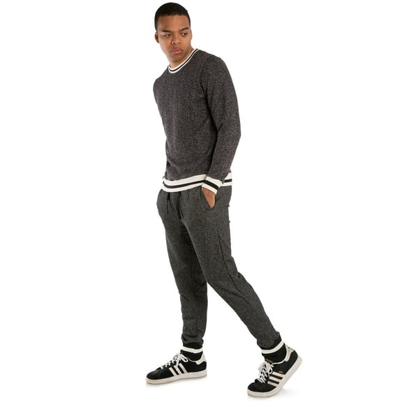 Vibes Men French Terry Jogger Sweatpants Black Ecru 2X-Large