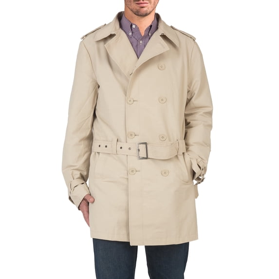 Vibes Men's Double Breasted Short Trenchcoat Khaki 2X-Large