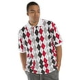 thumbnail image 1 of Vibes Men's Multi color Argyle Printed Pique Polo Shirts Relax Fit Short Sleeve, 1 of 4