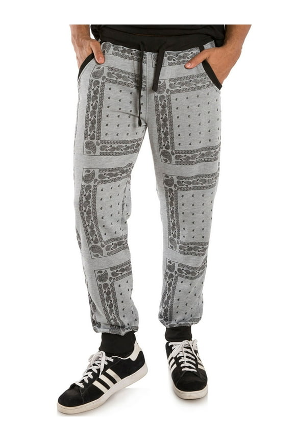 Men's Relaxed Fit Printed Fleece Jogger Sweat Pants