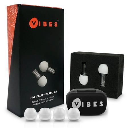 Vibes Reusable Acoustic Filter Low Profile Comfort Fit Noise Reducing Hi-Fidelity Earplugs