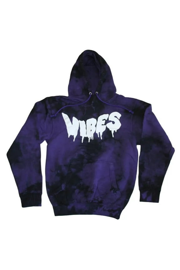 Vibes Tie Dye Women's Hoodie with Drawstring Closure and Kangaroo Pocket (XS)