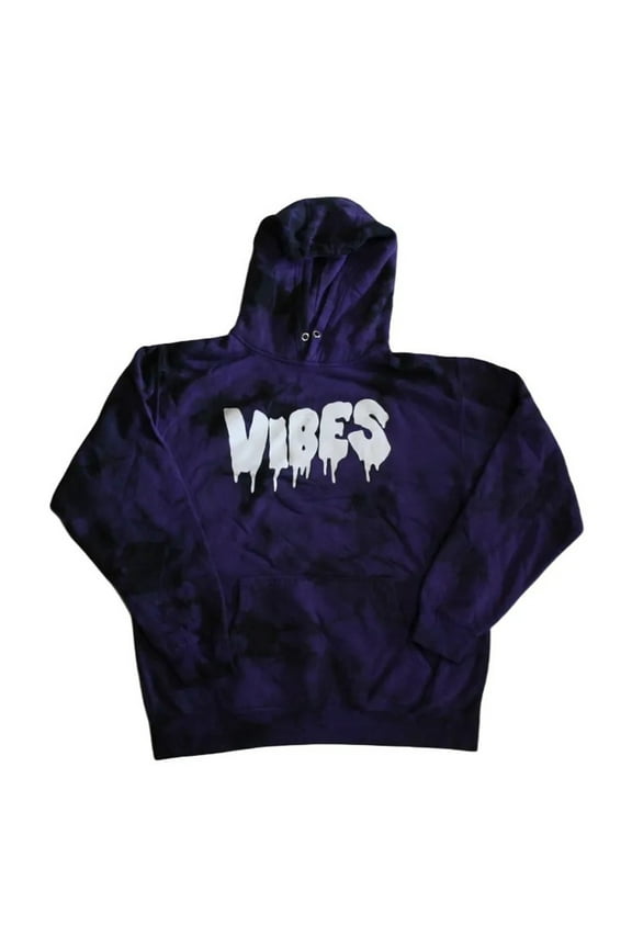 Vibes Tie Dye Women's Hoodie with a Kangaroo Pocket and No Drawstring (XL)
