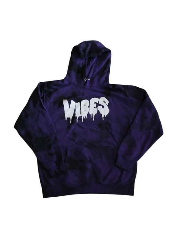 Vibes Tie Dye Women's Hoodie with a Kangaroo Pocket and No Drawstring (XL)